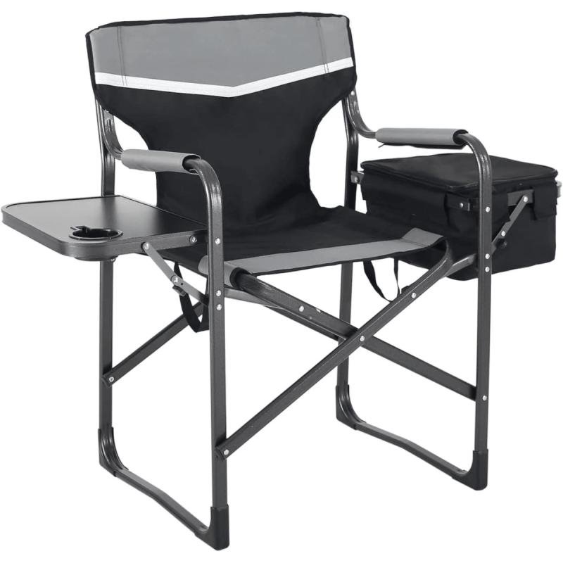 كرسي مع طاولة جانبية وحقيبة تبريد للاستخدام الخارجي