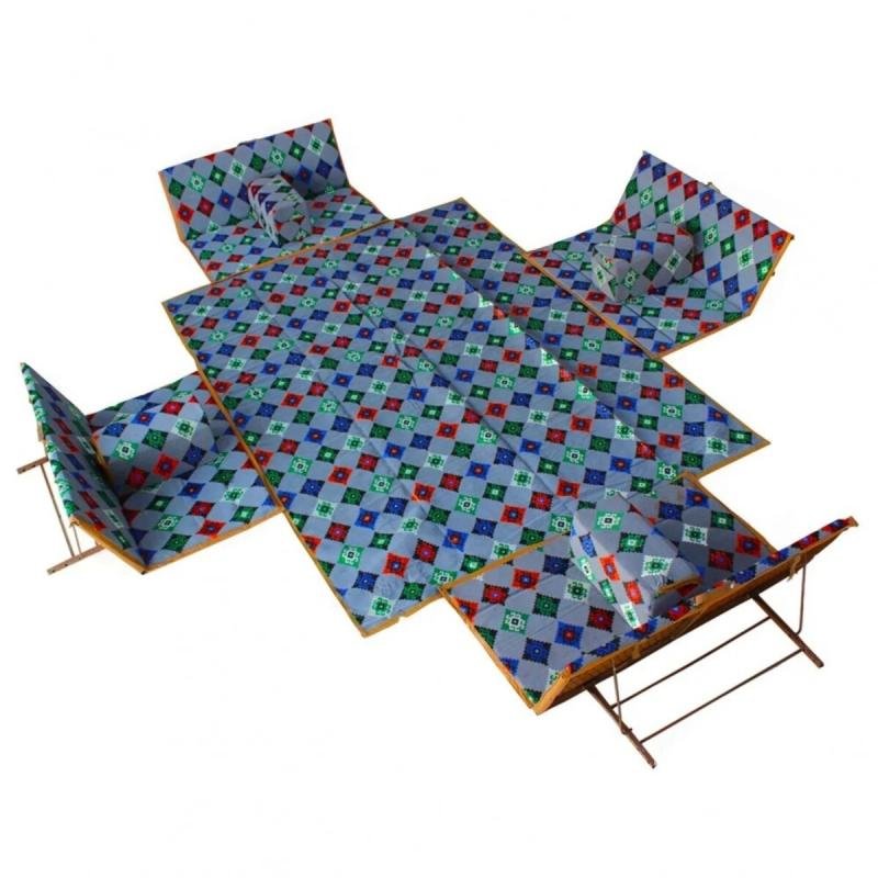 طقم جلسات أرضية للحوش والرحلات البرية تتسع 8 أشخاص – قماش سوري