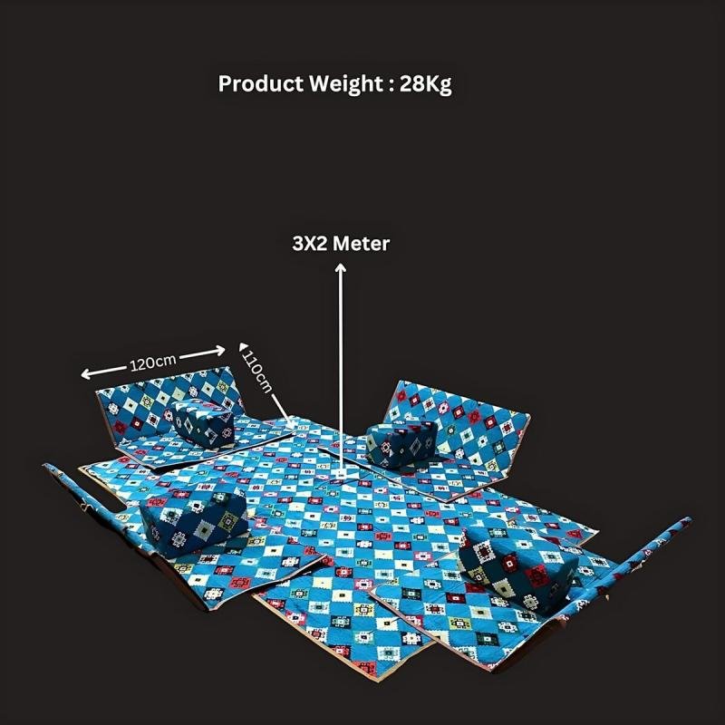 طقم جلسات أرضية للحوش والرحلات البرية تتسع 8 أشخاص – قماش سوري