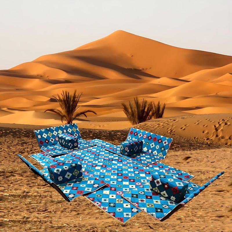 طقم جلسات أرضية للحوش والرحلات البرية تتسع 8 أشخاص – قماش سوري