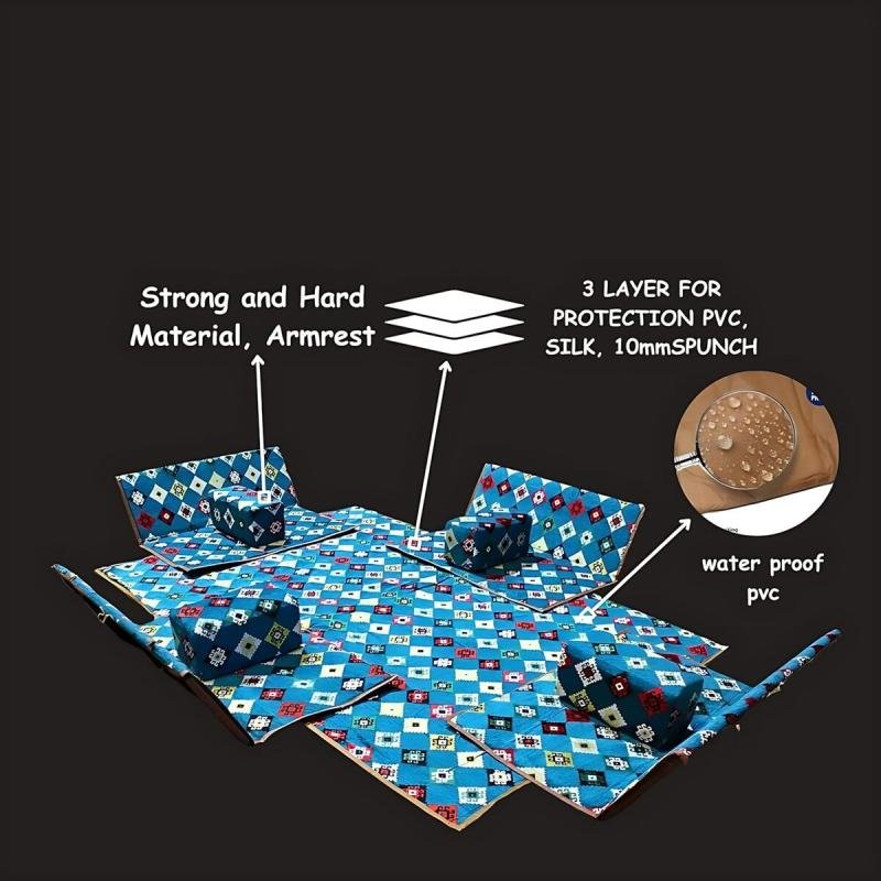 طقم جلسات أرضية للحوش والرحلات البرية تتسع 8 أشخاص – قماش سوري