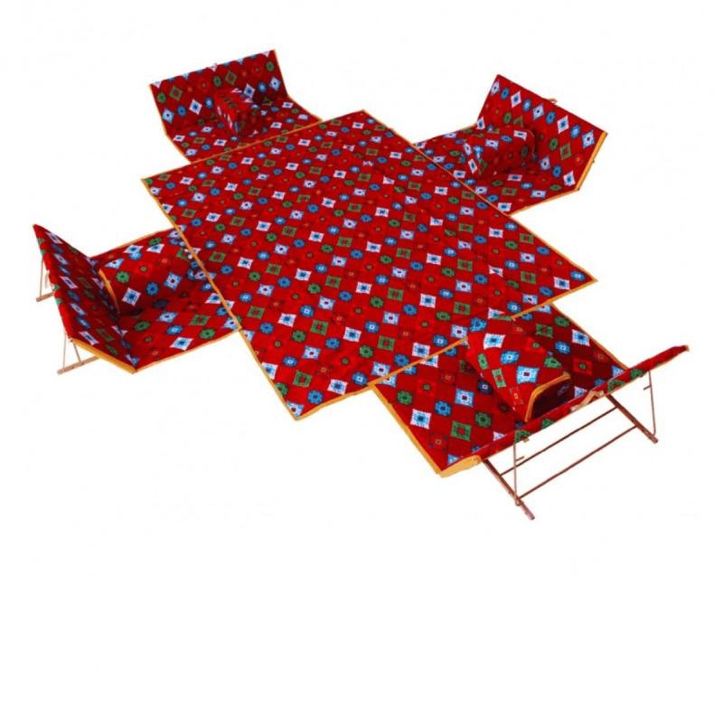 مجموعة جلسات أرضية خارجية للحوش بتصميم قماش سوري – عنابي