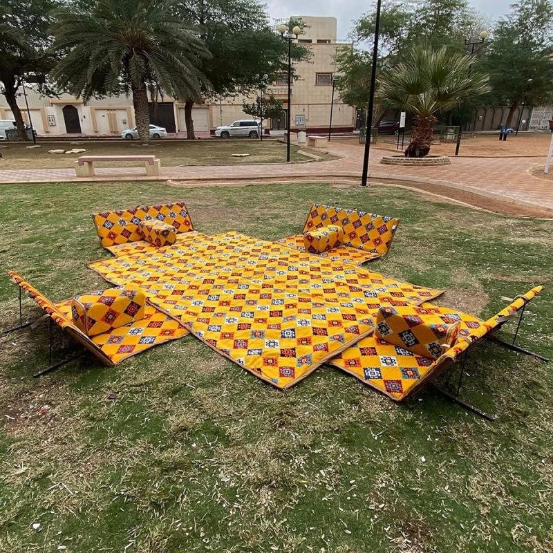 مجموعة جلسات خارجية أرضية للبر تتسع 8 أشخاص – قماش سوري
