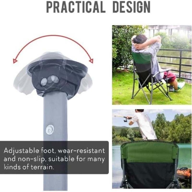 كرسي تخييم قابل للطي مع جيب تخزين جانبي وحامل أكواب ومسند ذراع مبطن