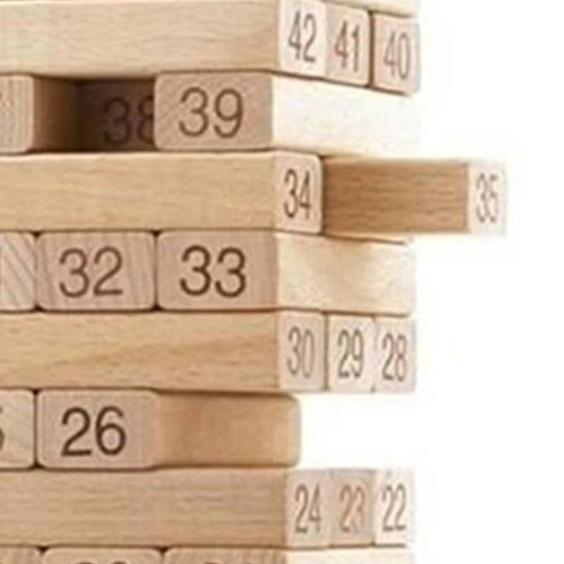 مجموعة مكعبات خشبية كلاسيكية مكونة من 51 قطعة غير سامة وصديقة للبيئة وقابلة للتكديس