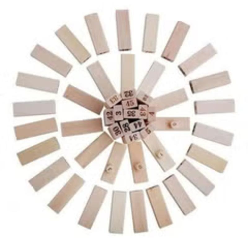 مجموعة مكعبات خشبية كلاسيكية مكونة من 51 قطعة غير سامة وصديقة للبيئة وقابلة للتكديس