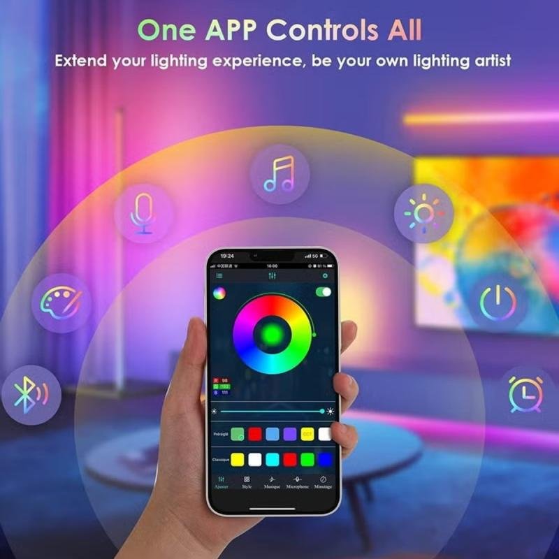 مصباح زاوية LED مع جهاز تحكم عن بعد، ضوء أبيض، معدن ABS، 20 واط