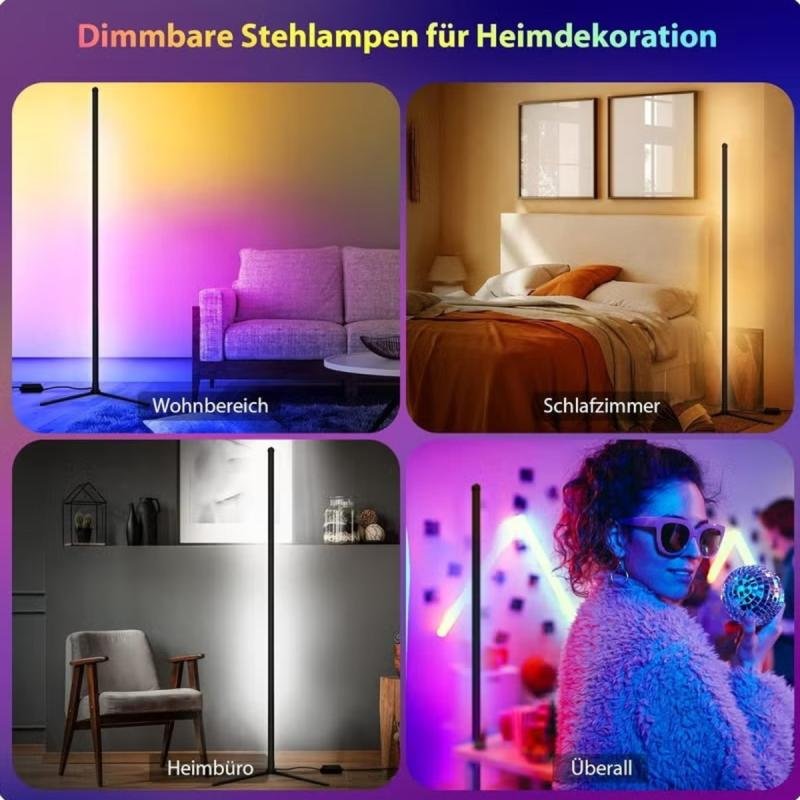 مصباح زاوية LED مع جهاز تحكم عن بعد، ضوء أبيض، معدن ABS، 20 واط