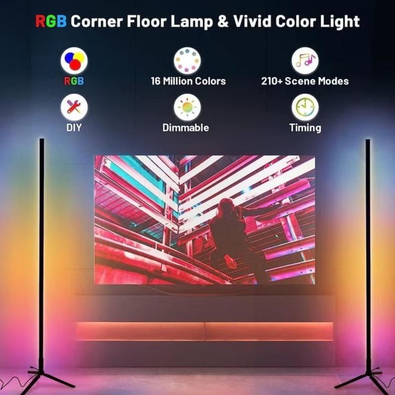 مصباح زاوية LED مع جهاز تحكم عن بعد، ضوء أبيض، معدن ABS، 20 واط