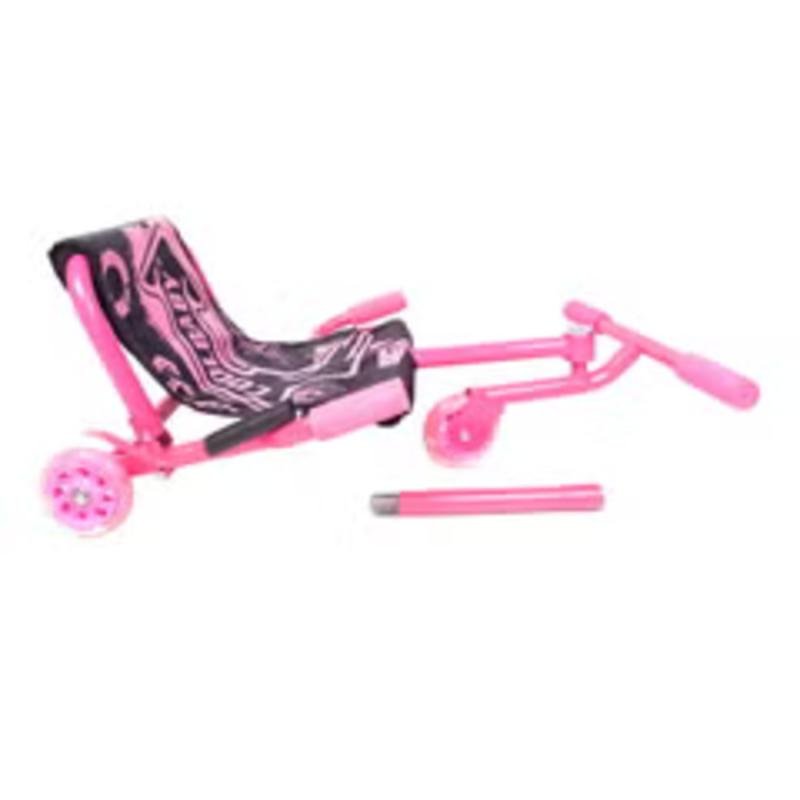 لعبة ركوب ثلاثية العجلات ويف رولر باللون الأسود/الوردي مع مقعد مريح للأطفال