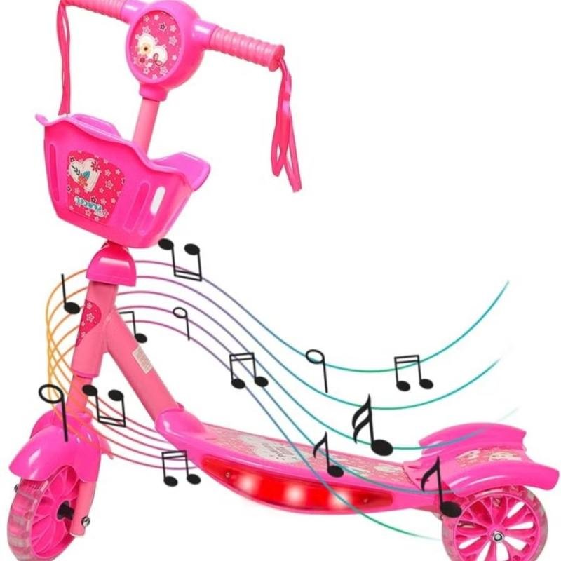 سكوتر ركل محمول ثلاثي العجلات بمقابض مبطنة عالية الجودة وآمن للأطفال