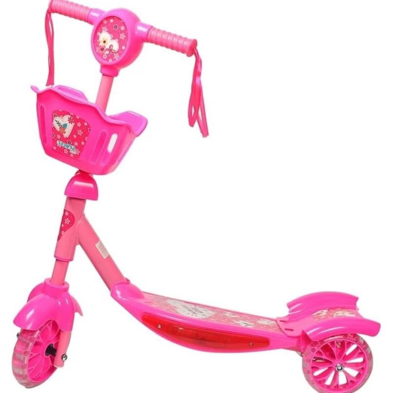 سكوتر ركل محمول ثلاثي العجلات بمقابض مبطنة عالية الجودة وآمن للأطفال