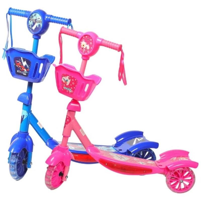 سكوتر ركل محمول ثلاثي العجلات بمقابض مبطنة عالية الجودة وآمن للأطفال