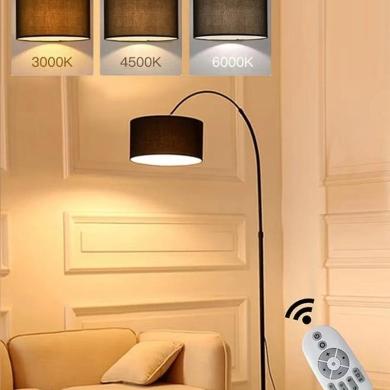 مصباح أرضي لحامل LED بقوس عتيق مع جهاز تحكم عن بعد للضوء الدافئ
