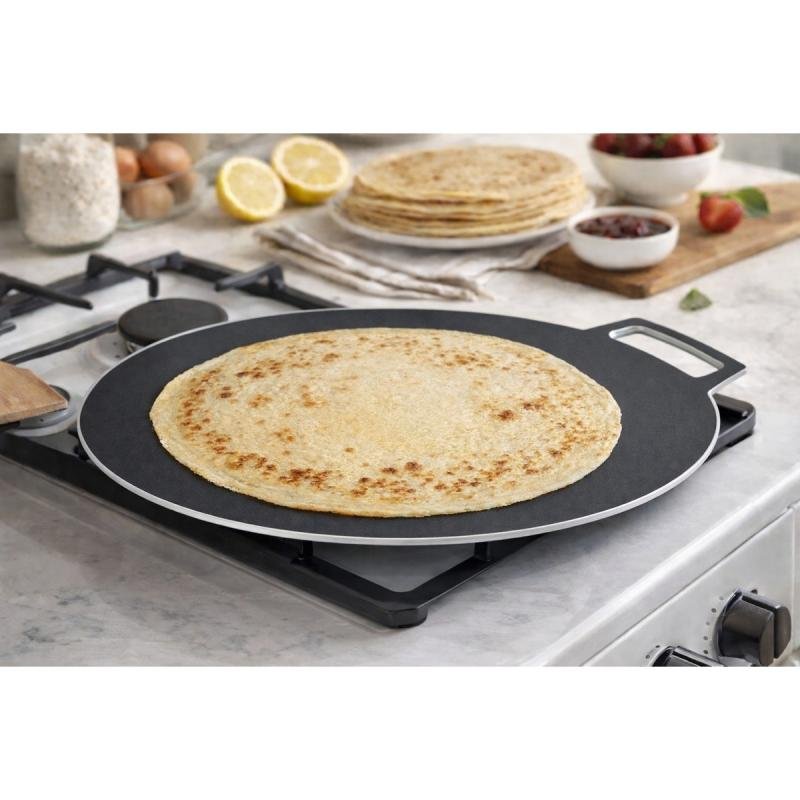 مقلاة مسطحة غير لاصقة من الألومنيوم، 30 سم، أسود/بني (210/30) فطيرة مسطحة تاوا بان كيك دوسا تشاباتي
