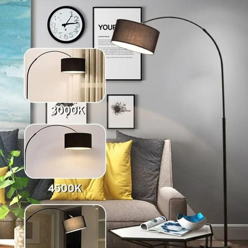 مصباح أرضي لحامل LED بقوس عتيق مع جهاز تحكم عن بعد للضوء الدافئ