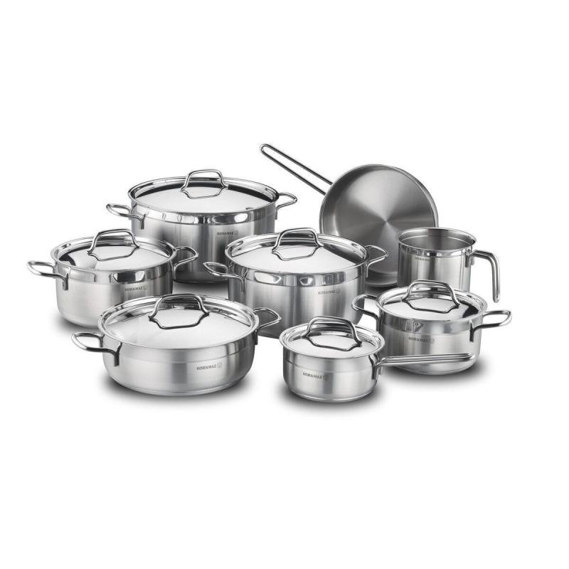 طقم أواني طهي ألفا جراند من الفولاذ المقاوم للصدأ، مكون من ١٤ قطعة. / A1089